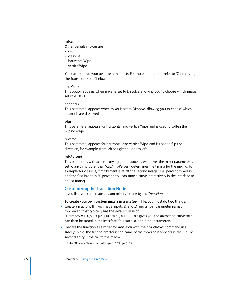 Customizing the transition node | Apple Shake 4 User Manual | Page 272 / 1054