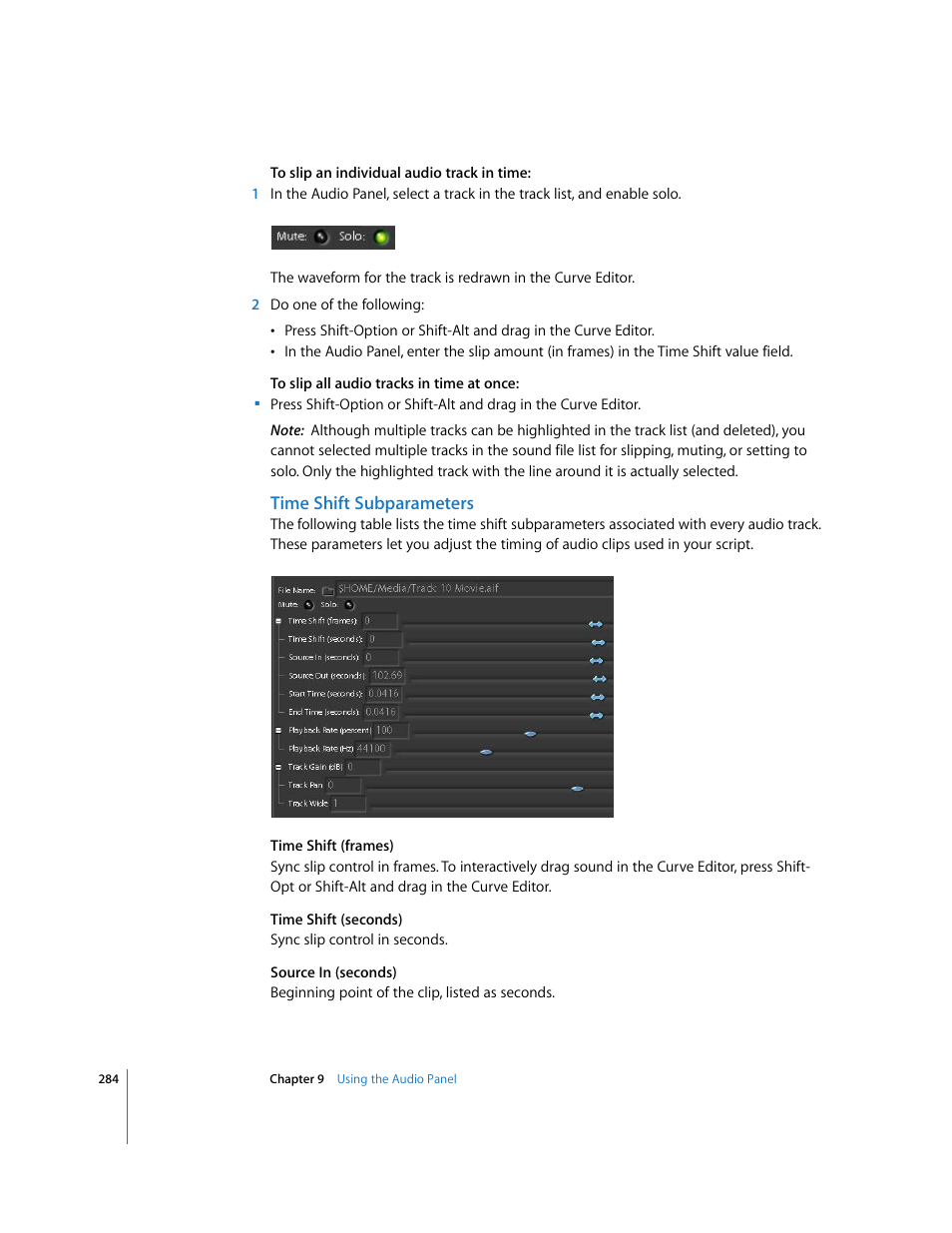 Time shift subparameters | Apple Shake 4 User Manual | Page 284 / 1054