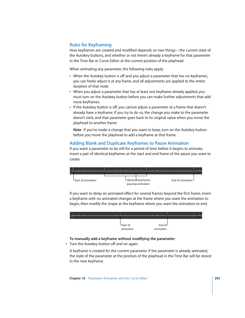 Rules for keyframing | Apple Shake 4 User Manual | Page 293 / 1054