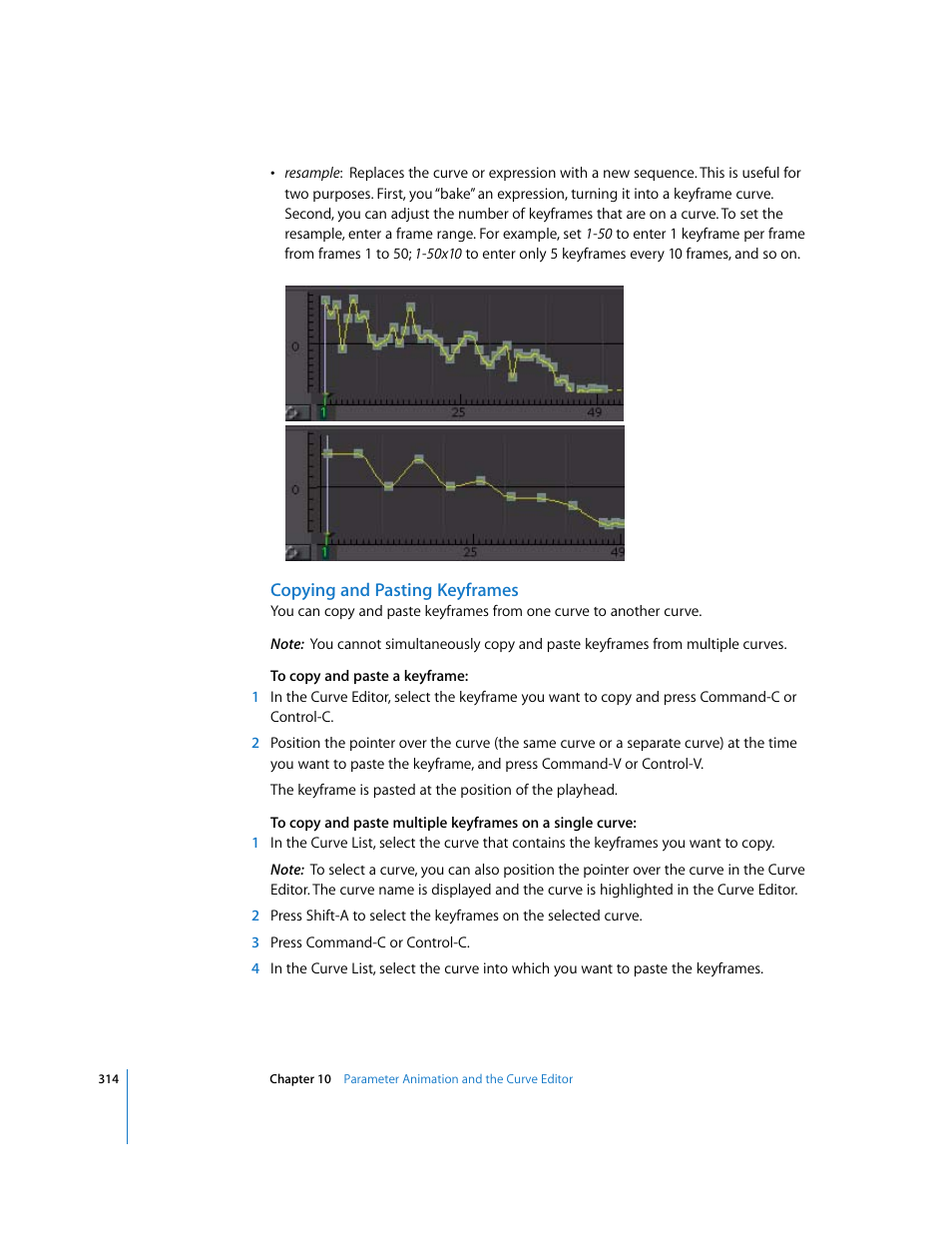 Copying and pasting keyframes | Apple Shake 4 User Manual | Page 314 / 1054