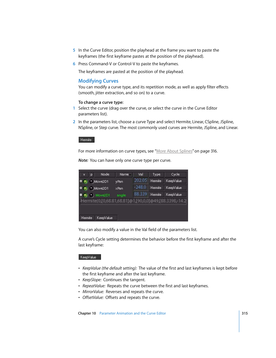 Modifying curves | Apple Shake 4 User Manual | Page 315 / 1054