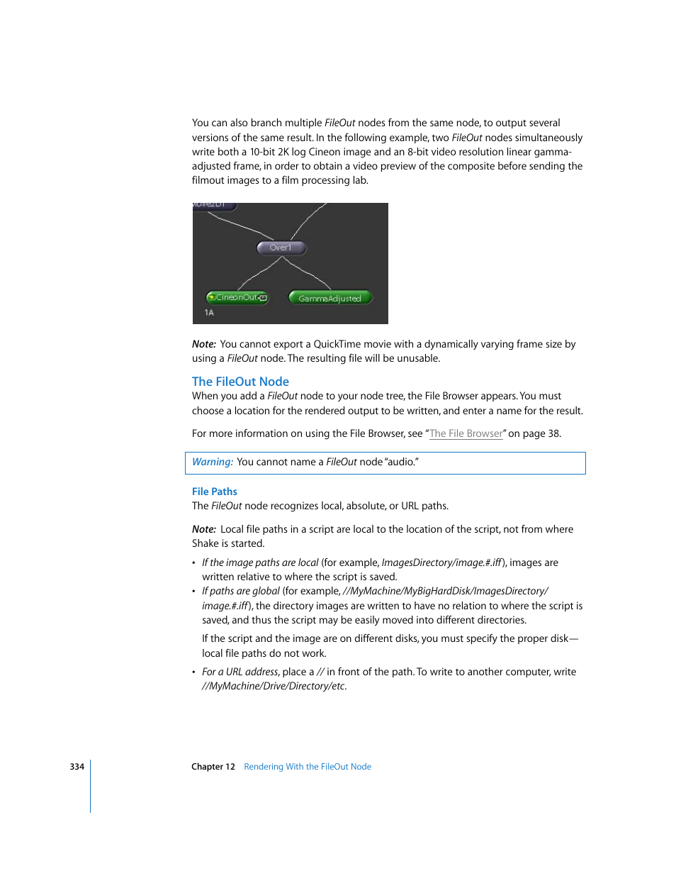 The fileout node | Apple Shake 4 User Manual | Page 334 / 1054