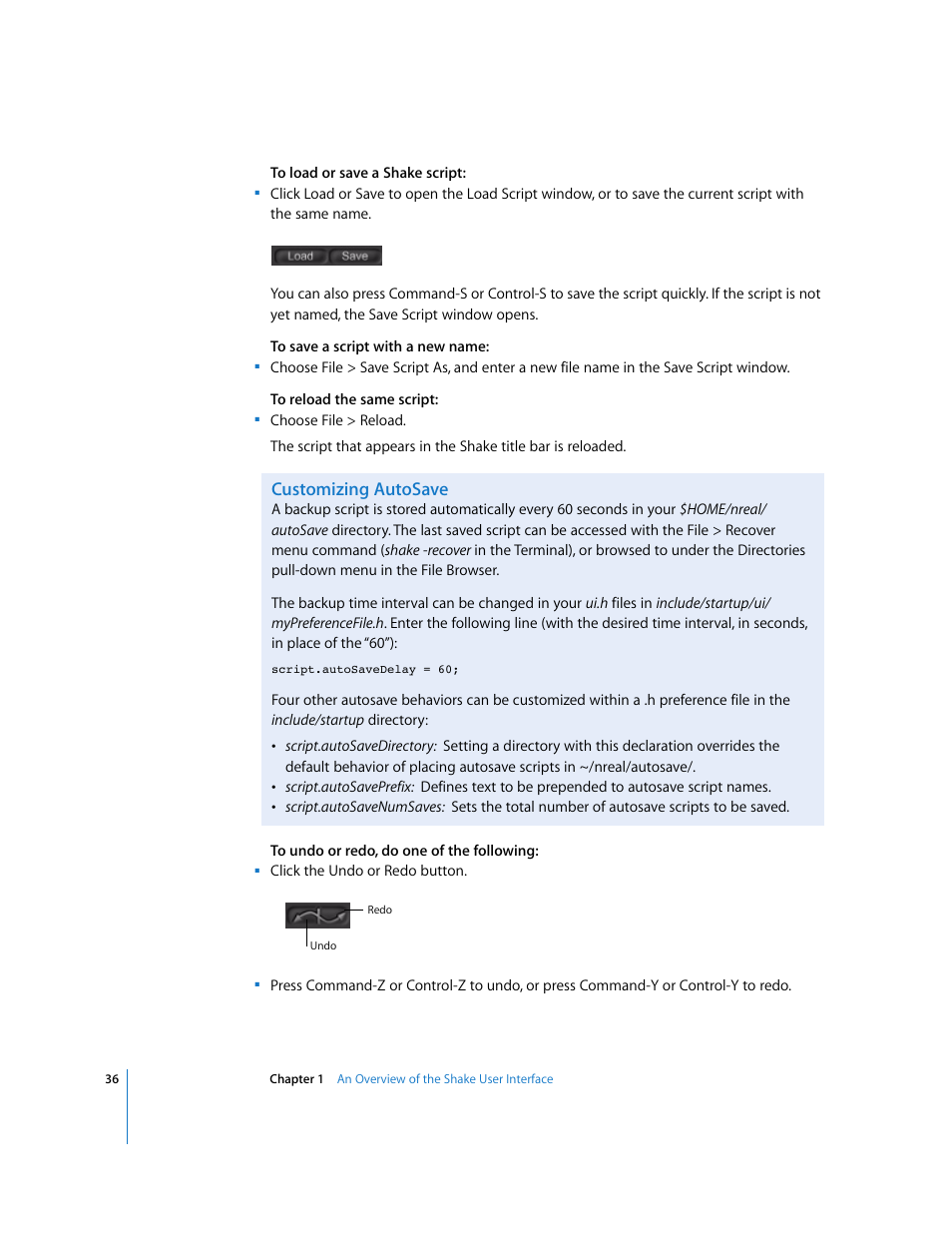 Customizing autosave | Apple Shake 4 User Manual | Page 36 / 1054