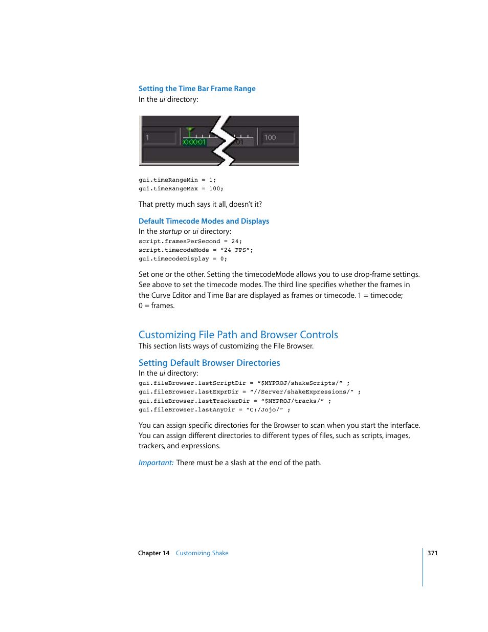 Customizing file path and browser controls, Setting default browser directories | Apple Shake 4 User Manual | Page 371 / 1054