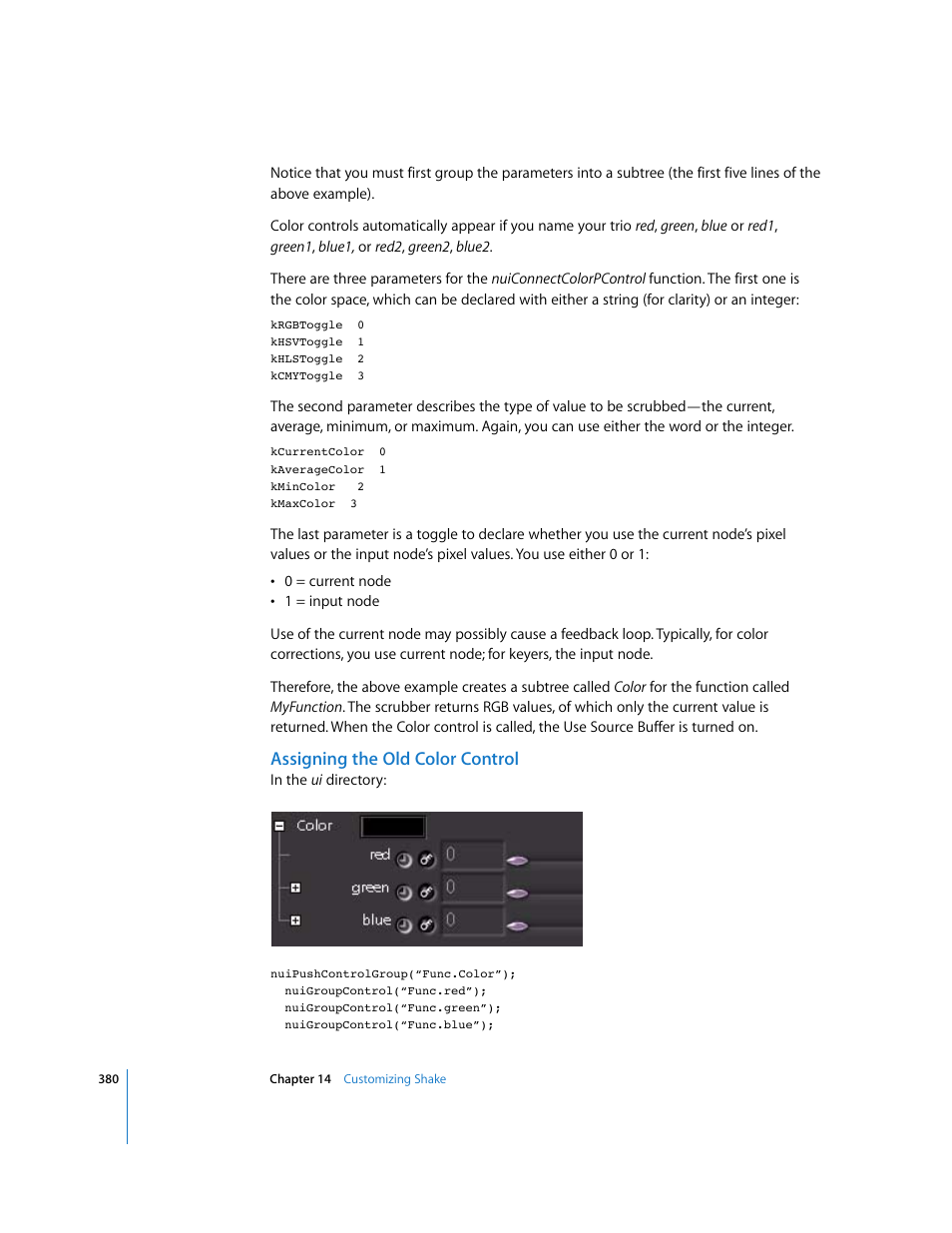 Assigning the old color control | Apple Shake 4 User Manual | Page 380 / 1054