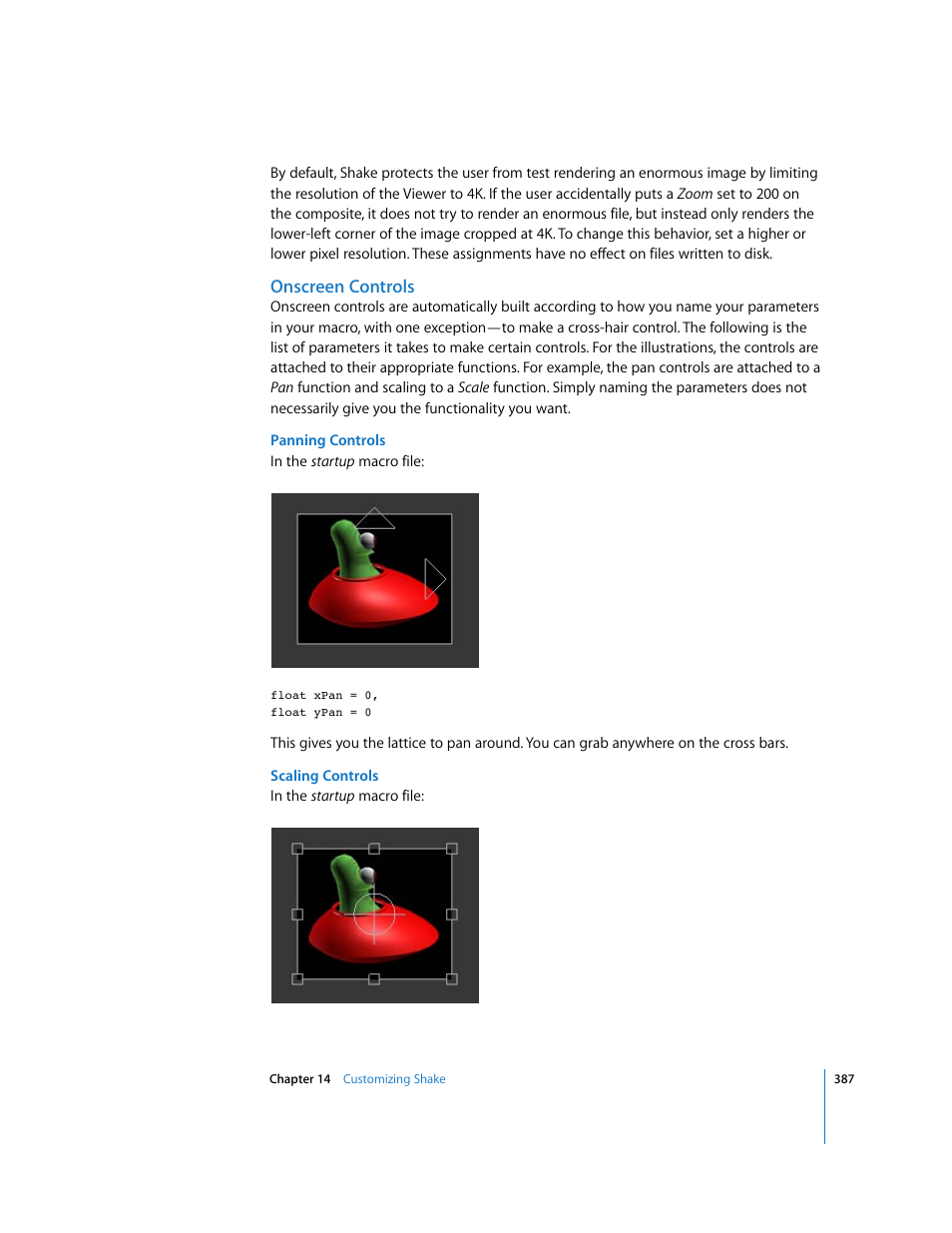 Onscreen controls | Apple Shake 4 User Manual | Page 387 / 1054