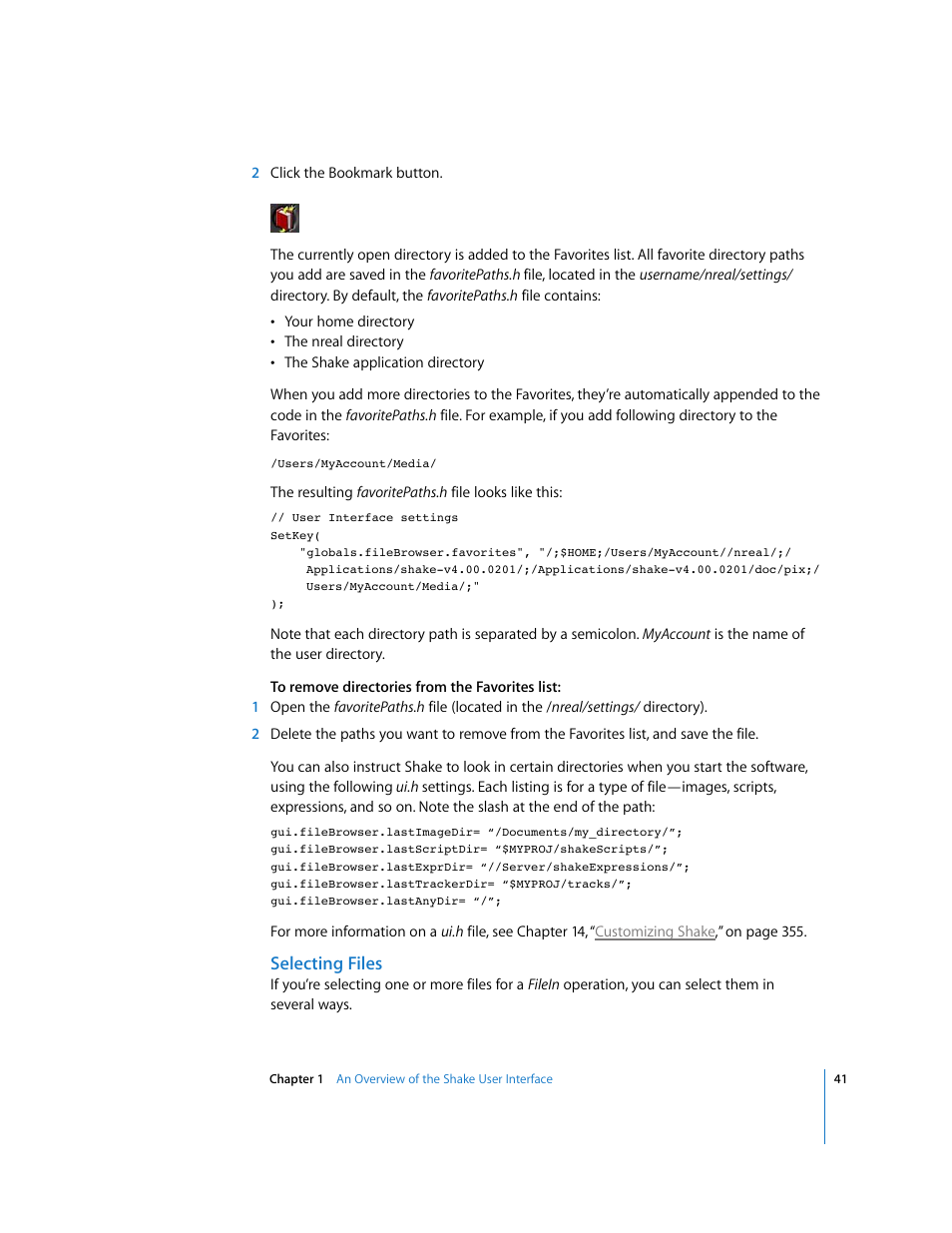 Selecting files | Apple Shake 4 User Manual | Page 41 / 1054