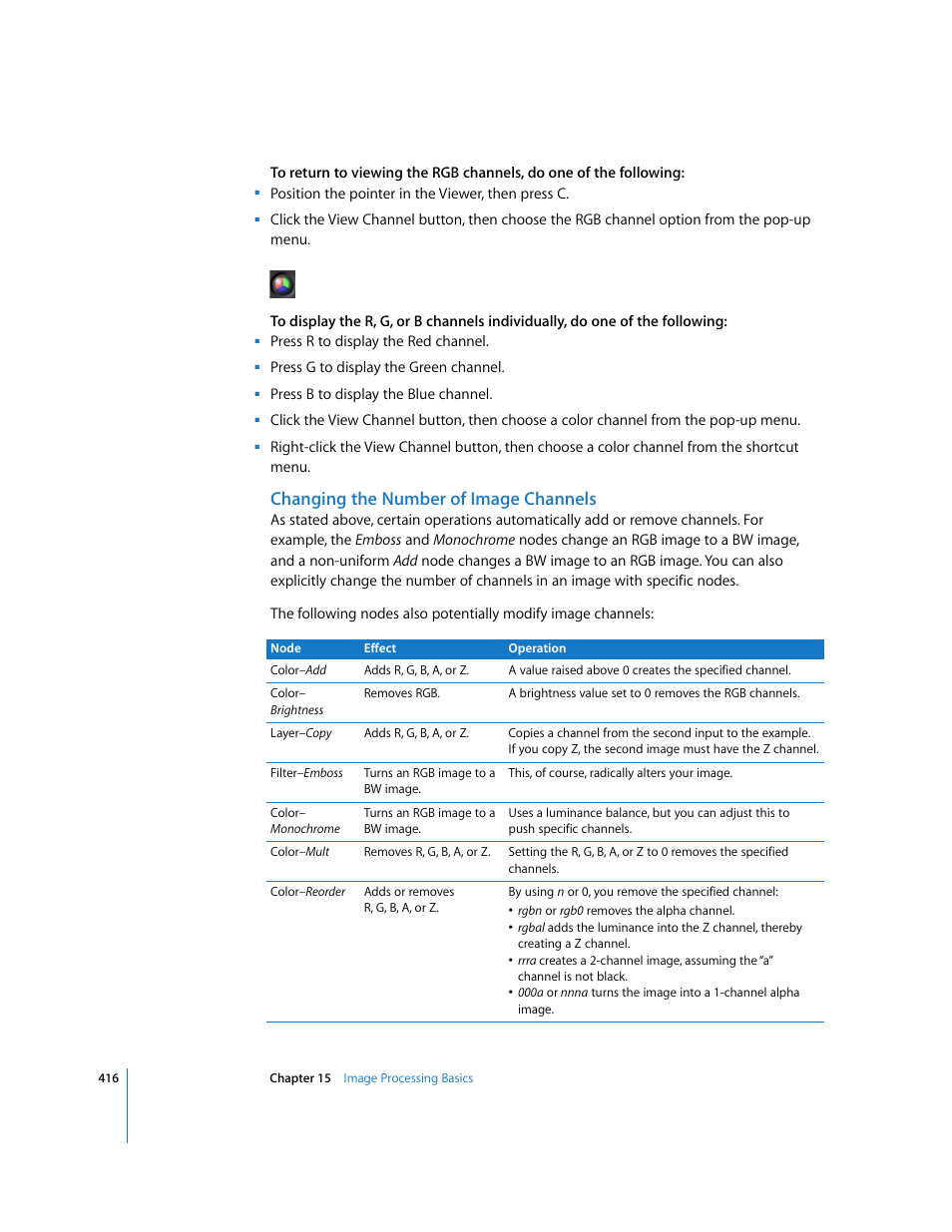 Changing the number of image channels | Apple Shake 4 User Manual | Page 416 / 1054