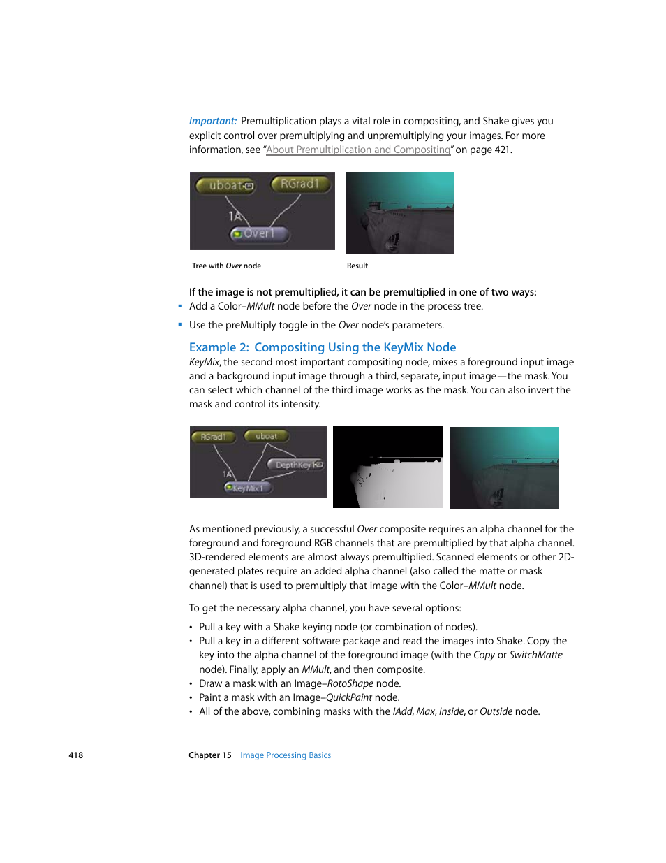 Example 2: compositing using the keymix node | Apple Shake 4 User Manual | Page 418 / 1054