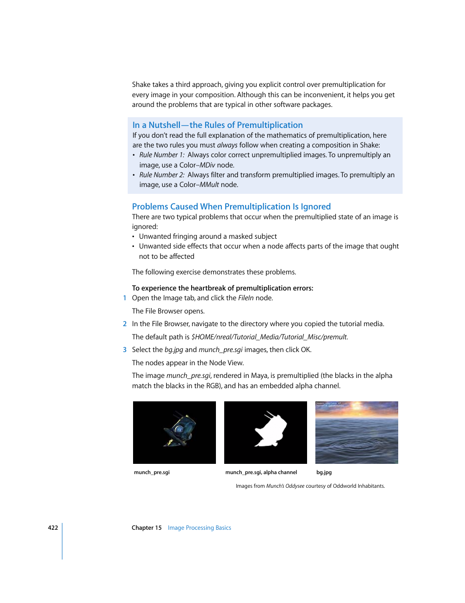 In a nutshell—the rules of premultiplication, Problems caused when premultiplication is ignored | Apple Shake 4 User Manual | Page 422 / 1054