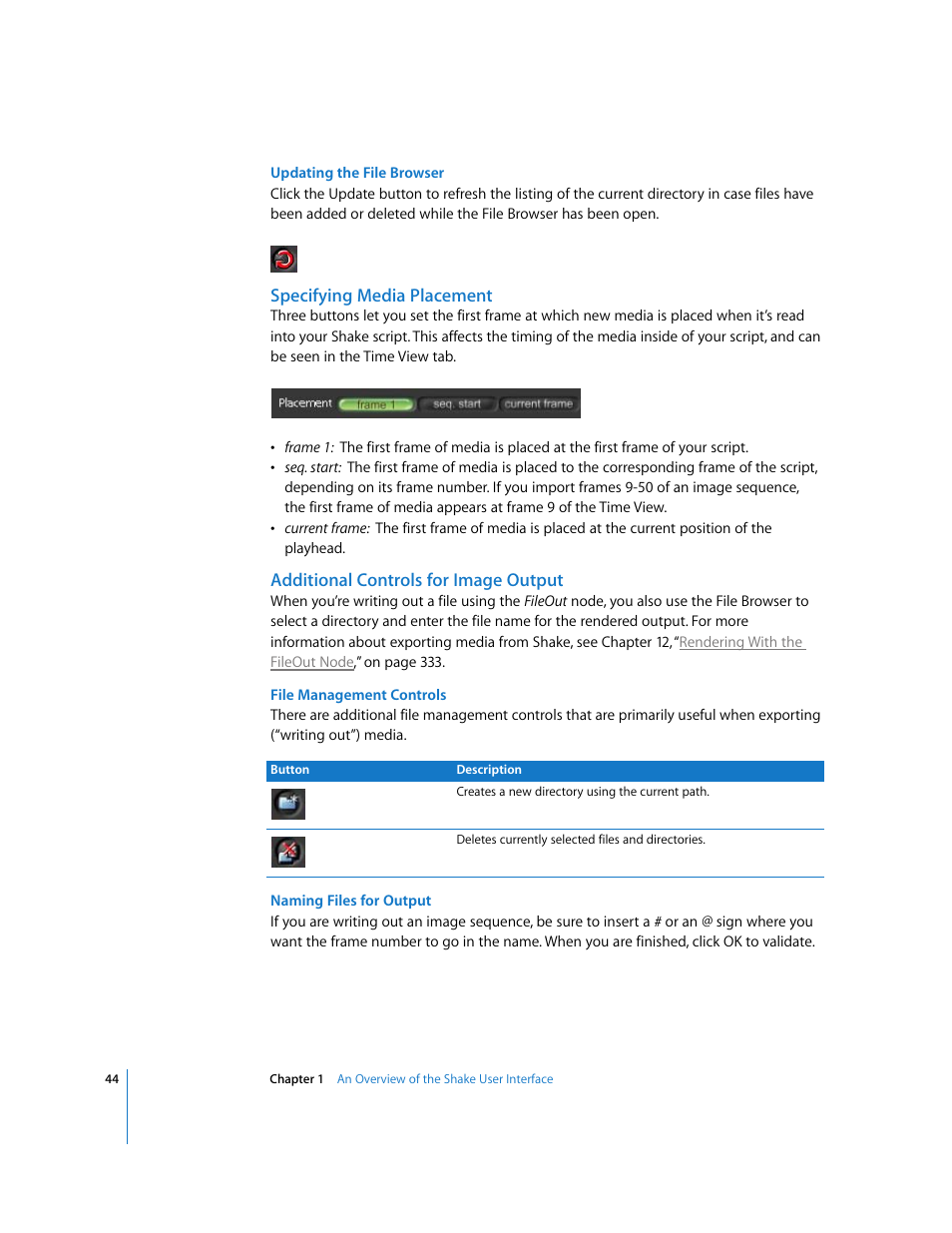 Specifying media placement, Additional controls for image output | Apple Shake 4 User Manual | Page 44 / 1054