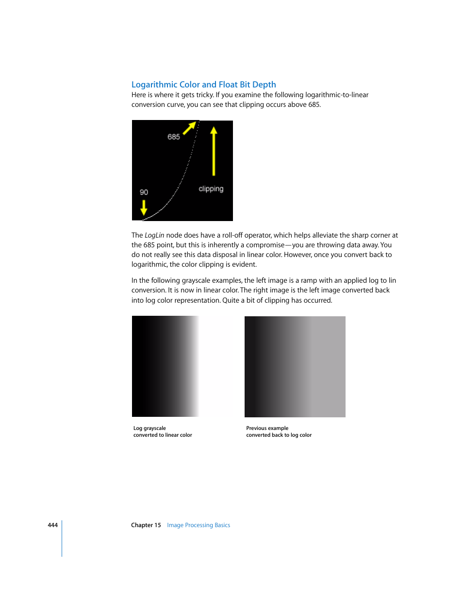 Logarithmic color and float bit depth, Logarithmic, Color and float bit depth | Apple Shake 4 User Manual | Page 444 / 1054