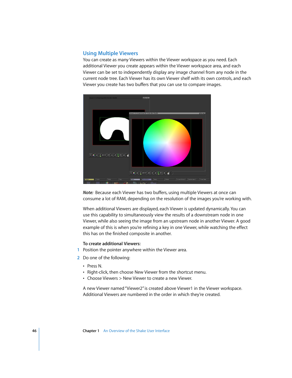 Using multiple viewers | Apple Shake 4 User Manual | Page 46 / 1054