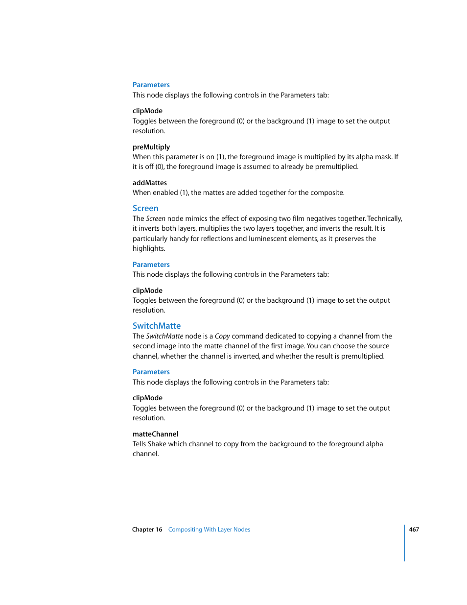 Screen, Switchmatte | Apple Shake 4 User Manual | Page 467 / 1054