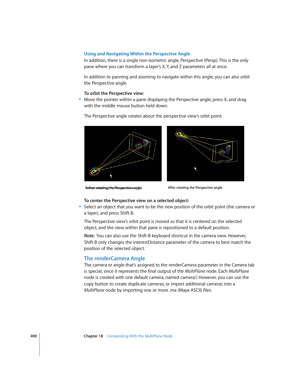 The rendercamera angle | Apple Shake 4 User Manual | Page 490 / 1054