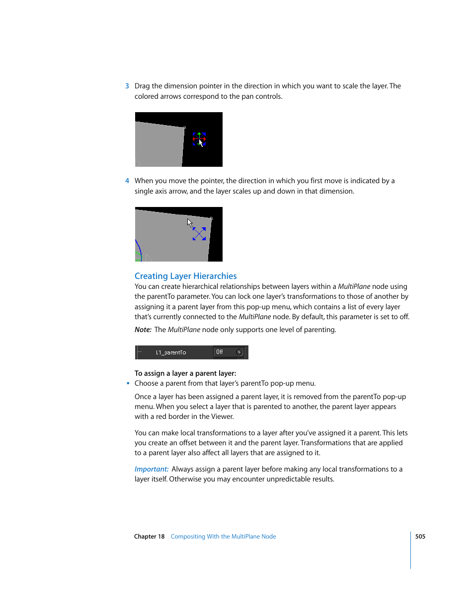 Creating layer hierarchies | Apple Shake 4 User Manual | Page 505 / 1054