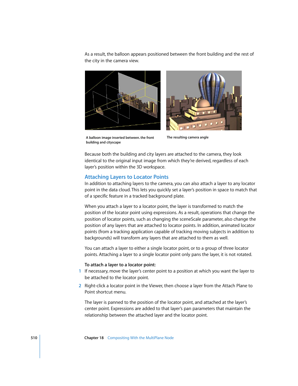Attaching layers to locator points | Apple Shake 4 User Manual | Page 510 / 1054