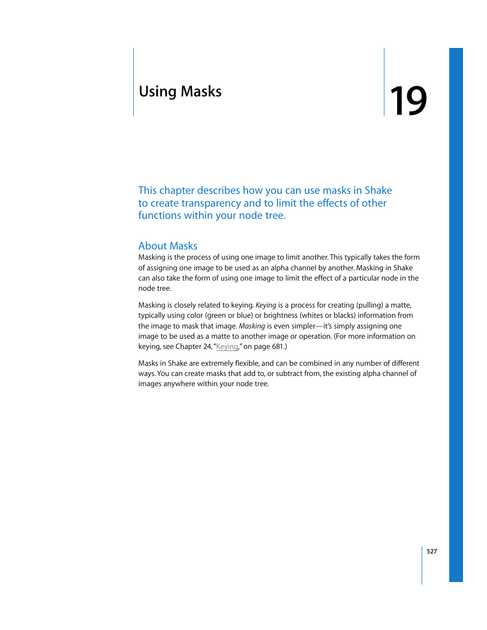 Using masks, About masks, Chapter | Chapter 19 | Apple Shake 4 User Manual | Page 527 / 1054