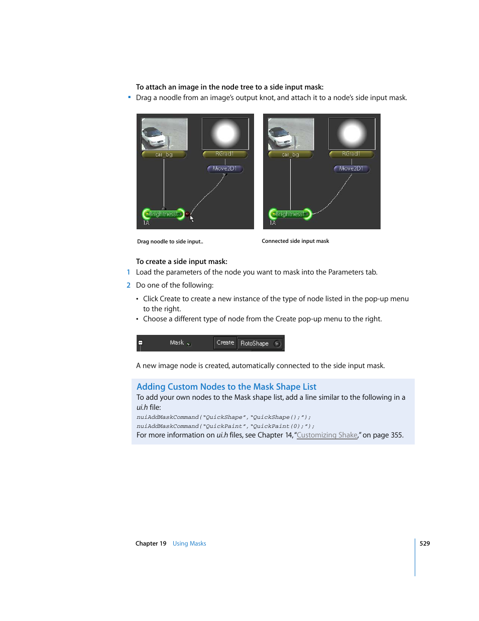 Adding custom nodes to the mask shape list | Apple Shake 4 User Manual | Page 529 / 1054