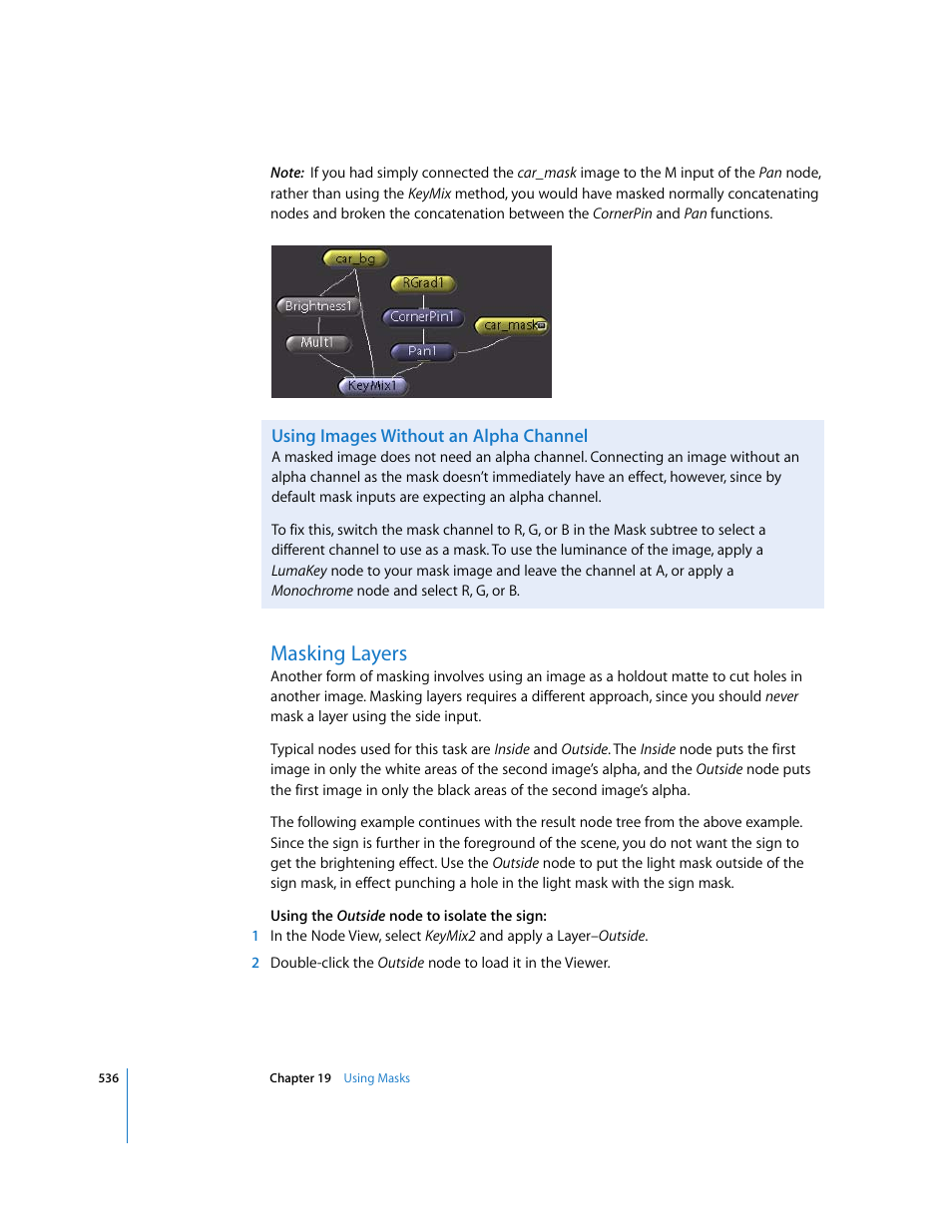 Using images without an alpha channel, Masking layers | Apple Shake 4 User Manual | Page 536 / 1054
