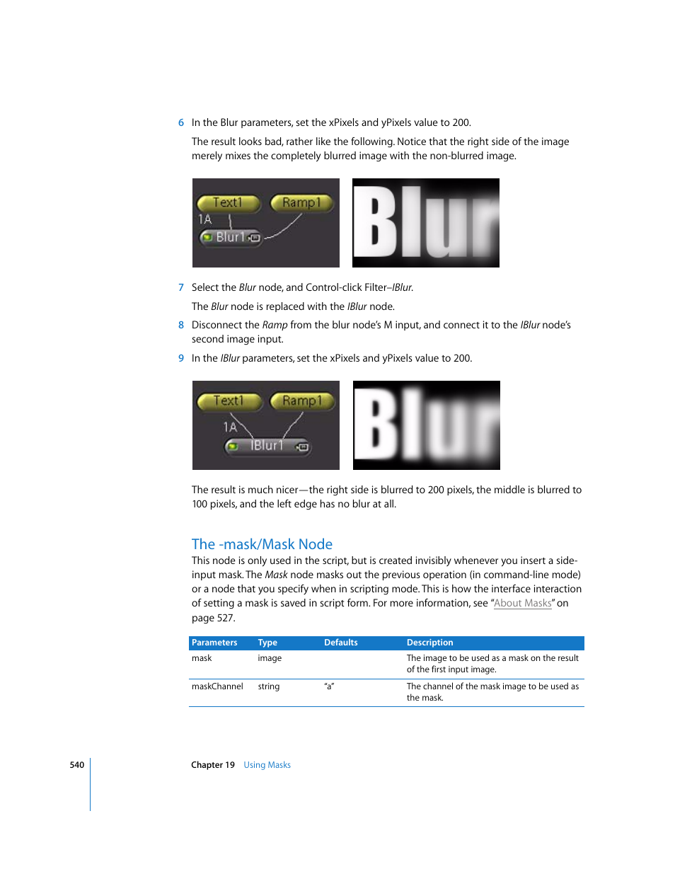 The -mask/mask node | Apple Shake 4 User Manual | Page 540 / 1054