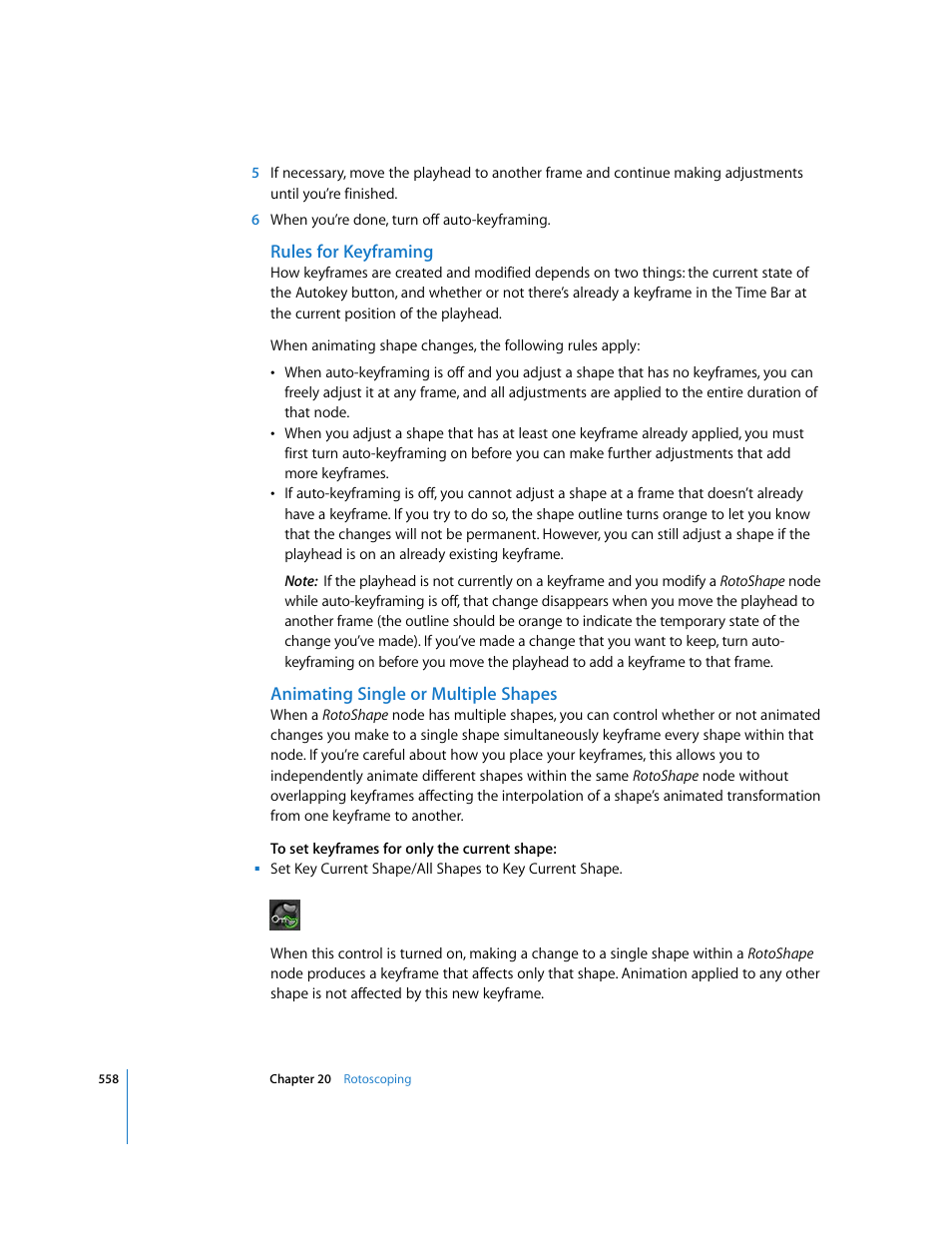 Rules for keyframing, Animating single or multiple shapes | Apple Shake 4 User Manual | Page 558 / 1054