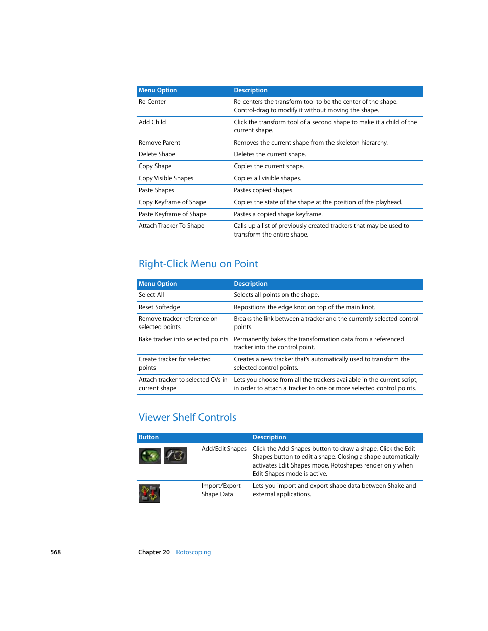 Right-click menu on point, Viewer shelf controls, Right-click menu on point viewer shelf controls | Apple Shake 4 User Manual | Page 568 / 1054