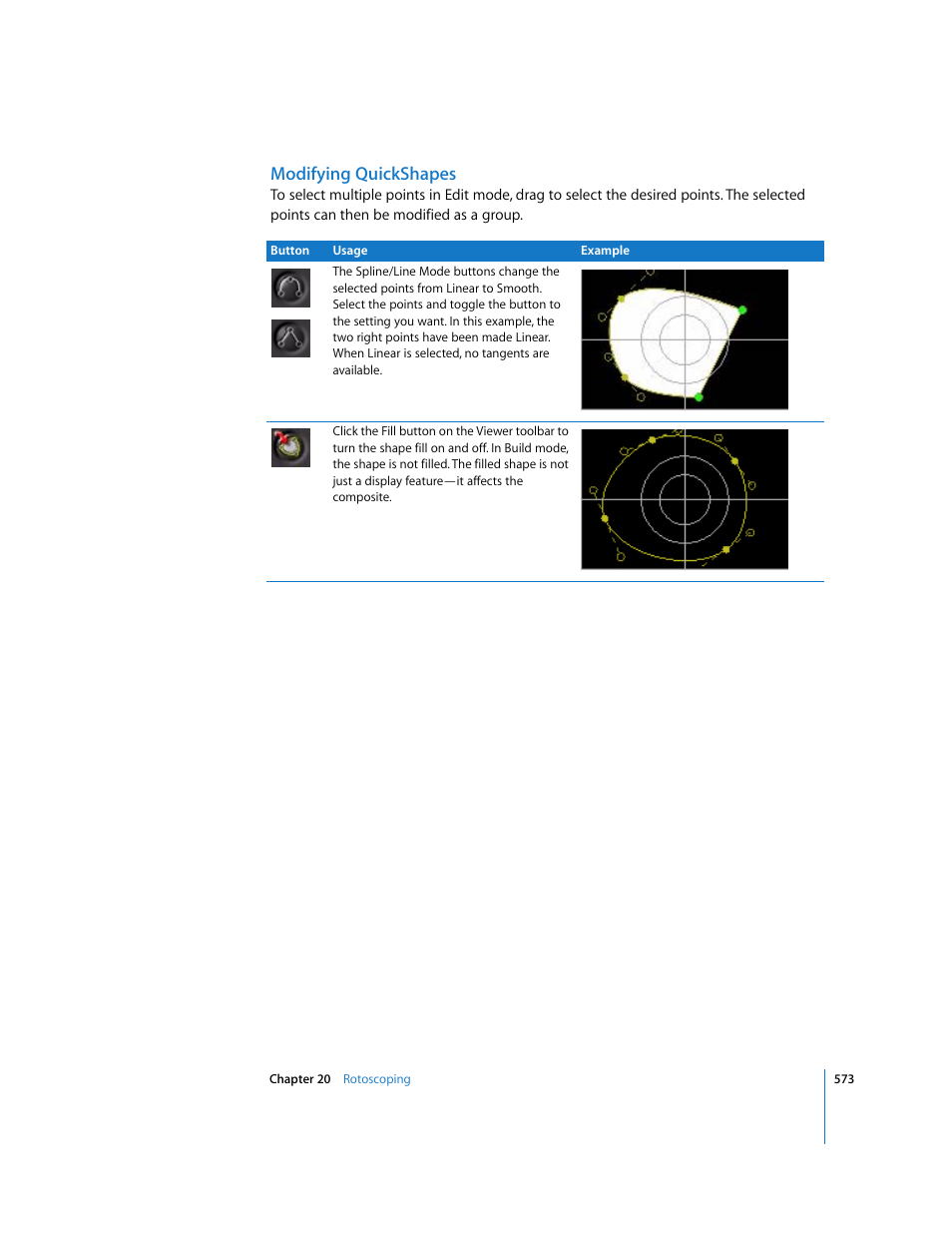 Modifying quickshapes | Apple Shake 4 User Manual | Page 573 / 1054