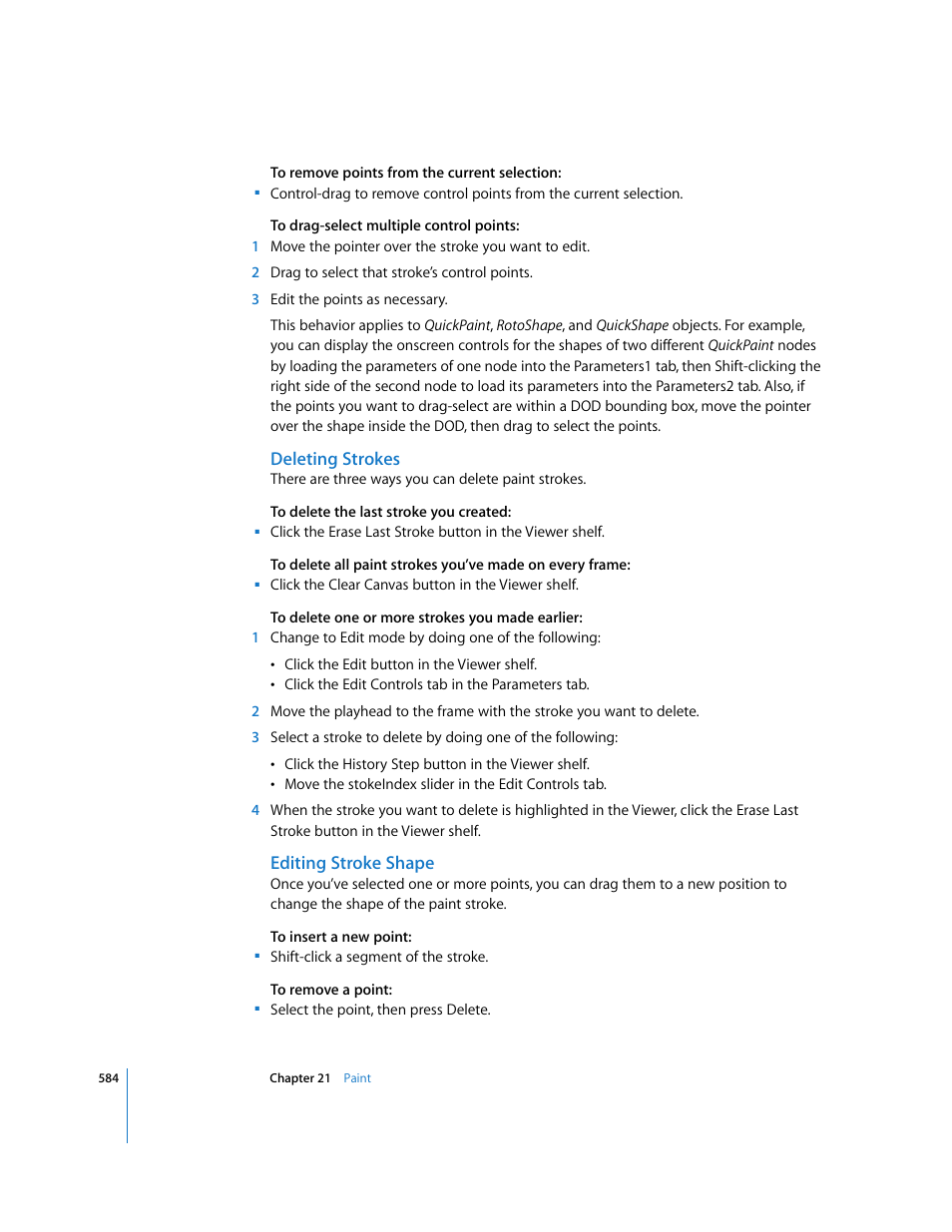 Deleting strokes, Editing stroke shape | Apple Shake 4 User Manual | Page 584 / 1054