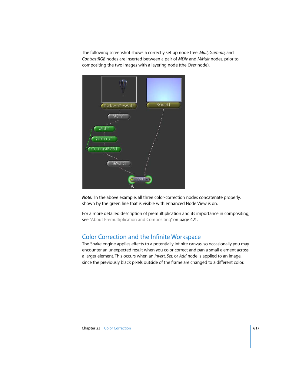 Color correction and the infinite workspace, Color correction and the infinite, Workspace | Apple Shake 4 User Manual | Page 617 / 1054