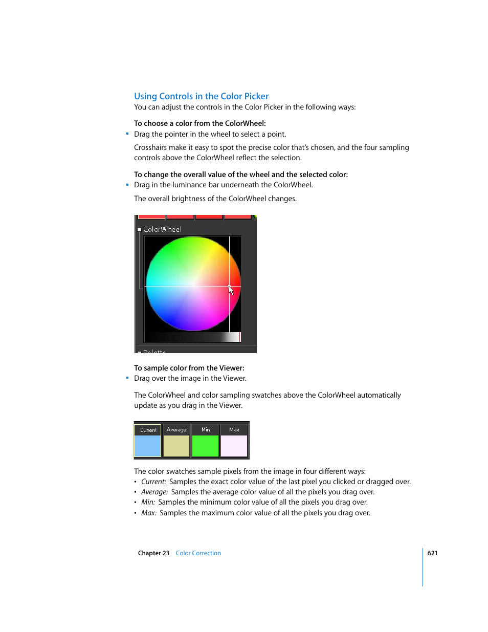 Using controls in the color picker | Apple Shake 4 User Manual | Page 621 / 1054