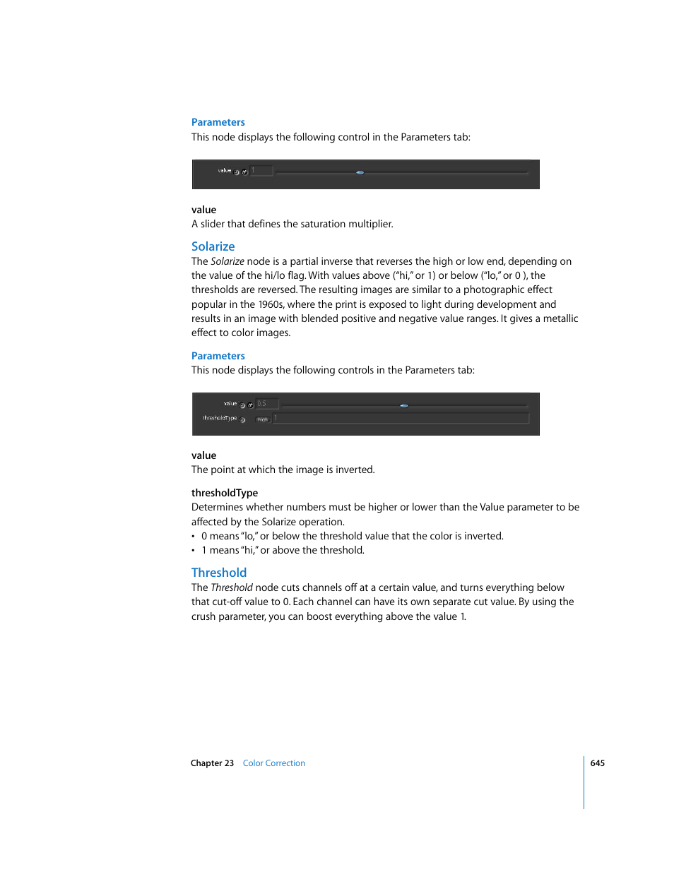 Solarize, Threshold | Apple Shake 4 User Manual | Page 645 / 1054