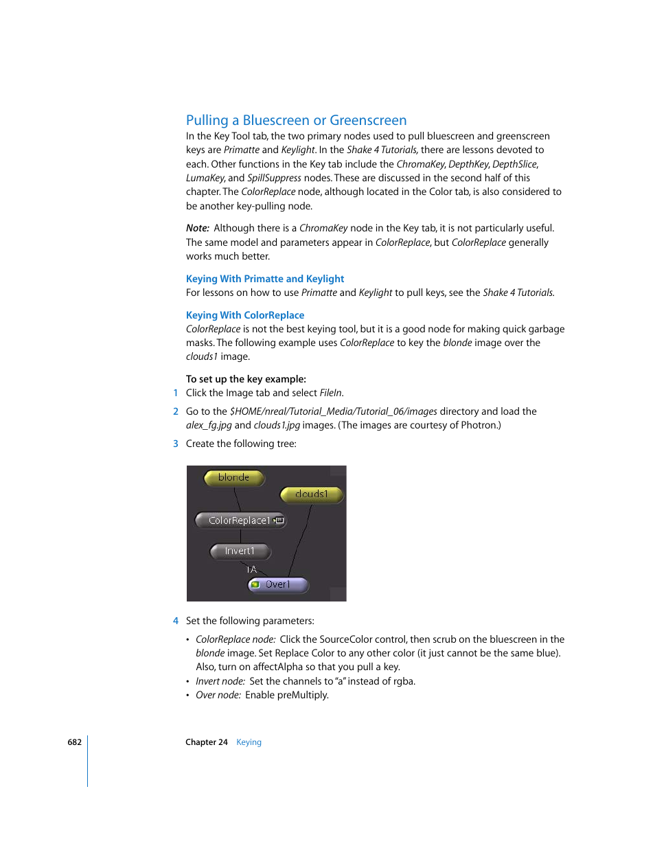 Pulling a bluescreen or greenscreen | Apple Shake 4 User Manual | Page 682 / 1054