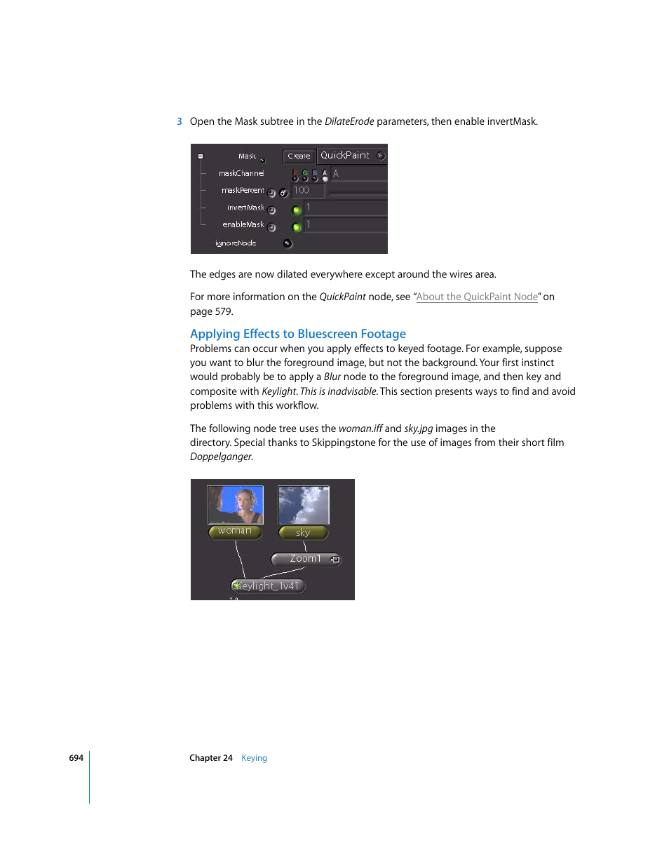 Applying effects to bluescreen footage | Apple Shake 4 User Manual | Page 694 / 1054