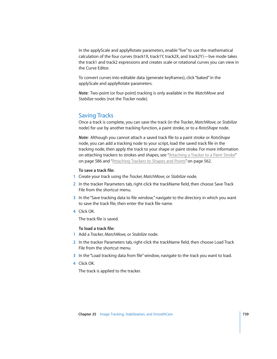 Saving tracks | Apple Shake 4 User Manual | Page 739 / 1054