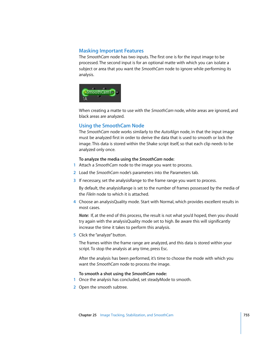 Masking important features, Using the smoothcam node | Apple Shake 4 User Manual | Page 755 / 1054