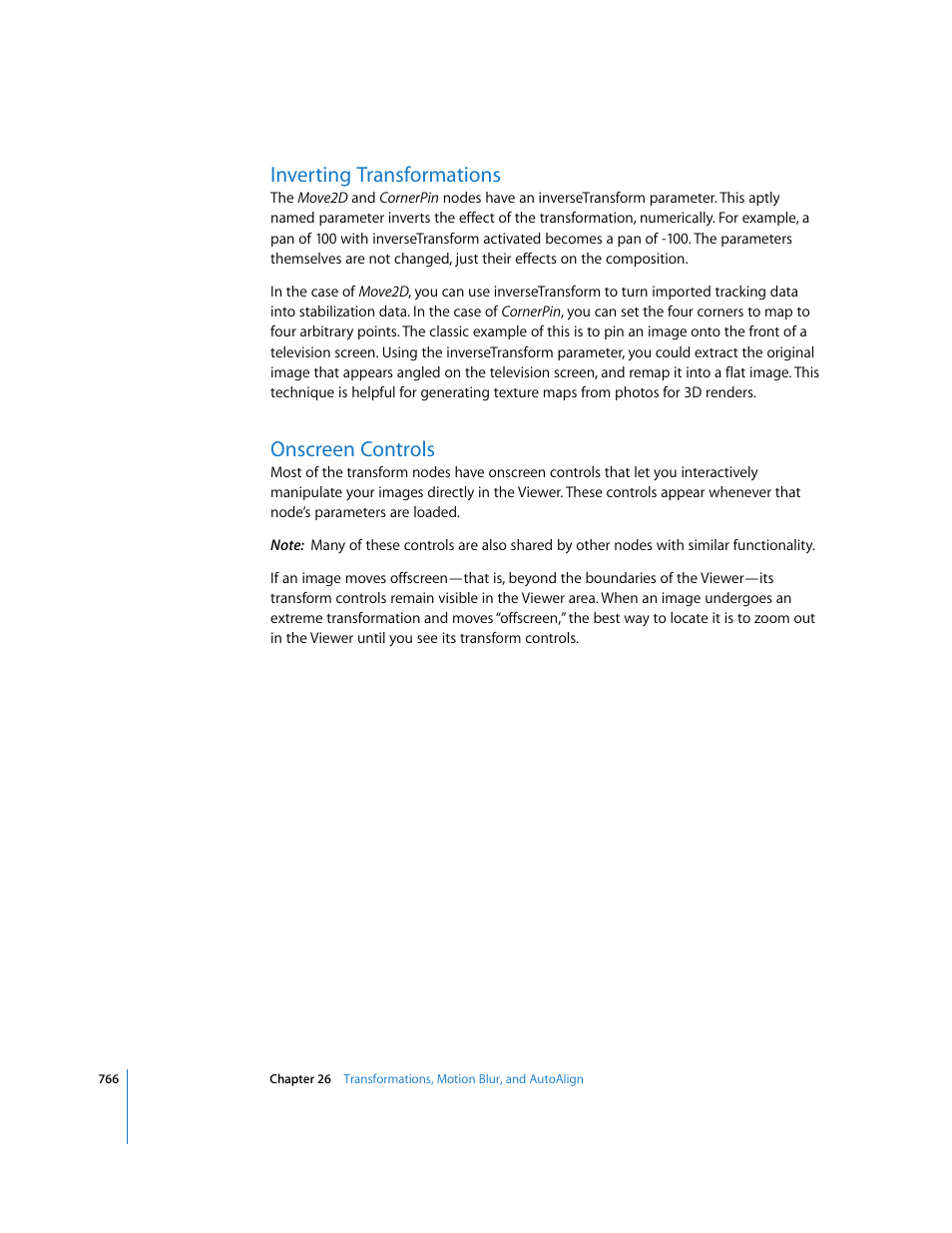 Inverting transformations, Onscreen controls | Apple Shake 4 User Manual | Page 766 / 1054