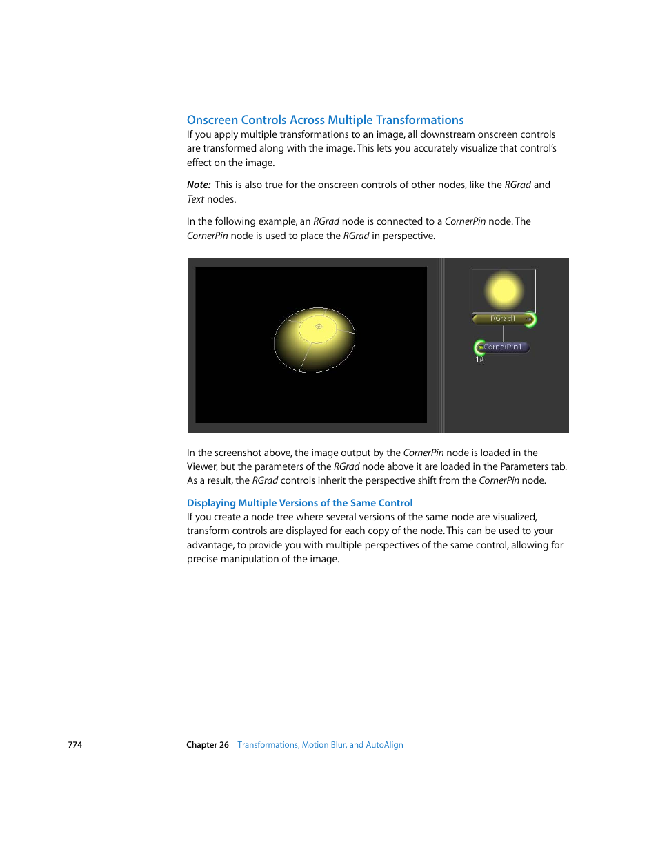 Onscreen controls across multiple transformations | Apple Shake 4 User Manual | Page 774 / 1054