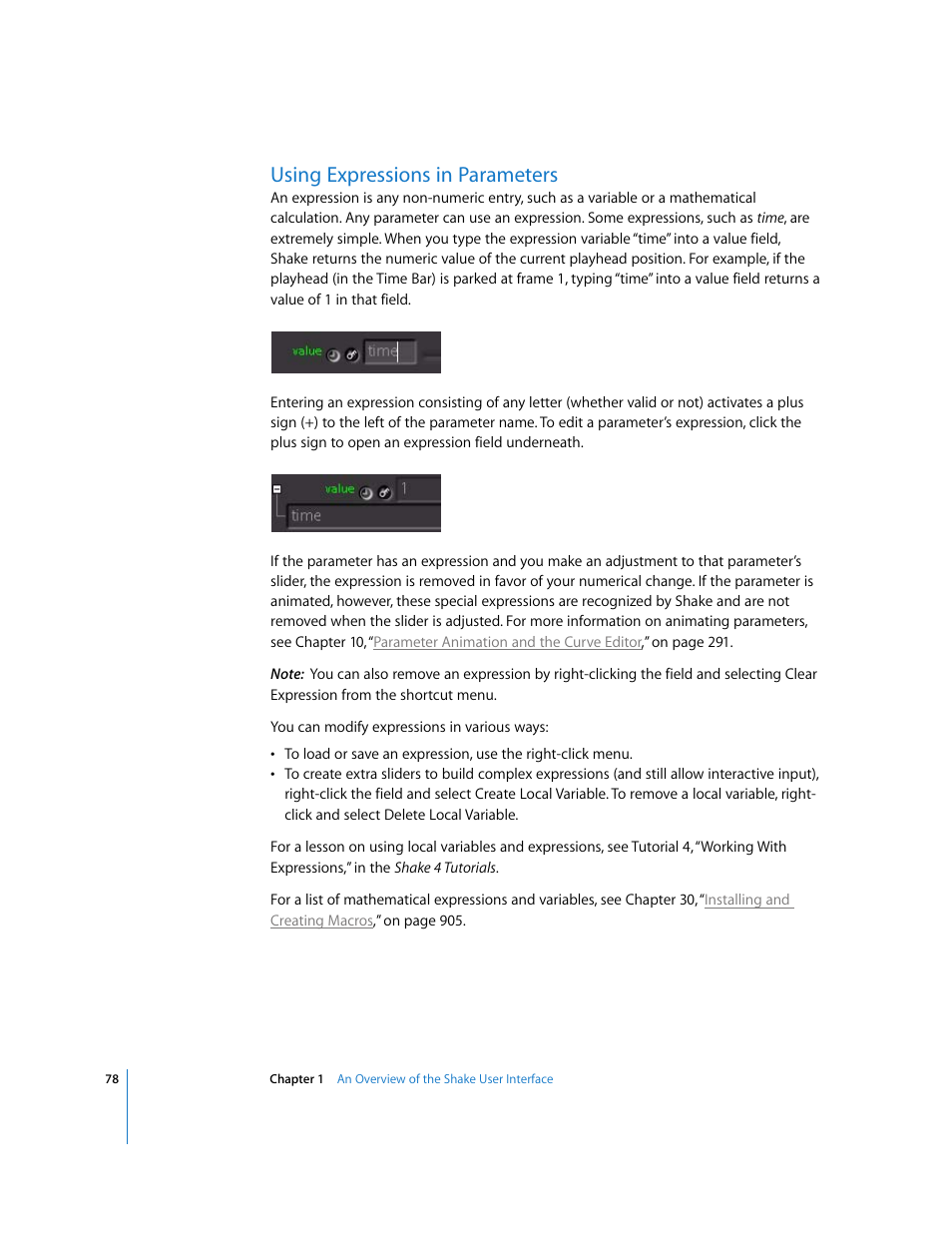 Using expressions in parameters | Apple Shake 4 User Manual | Page 78 / 1054