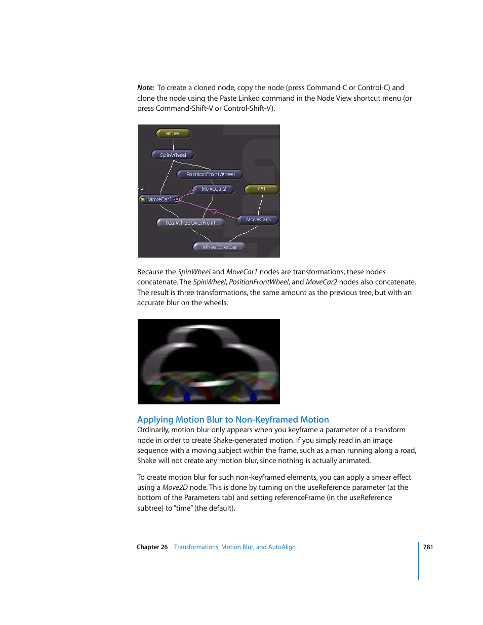 Applying motion blur to non-keyframed motion | Apple Shake 4 User Manual | Page 781 / 1054