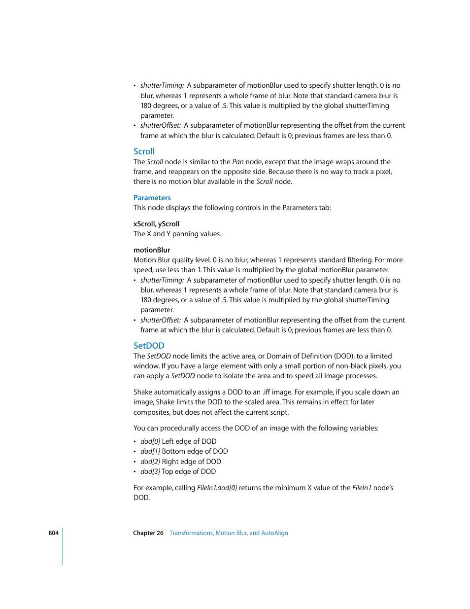 Scroll, Setdod | Apple Shake 4 User Manual | Page 804 / 1054