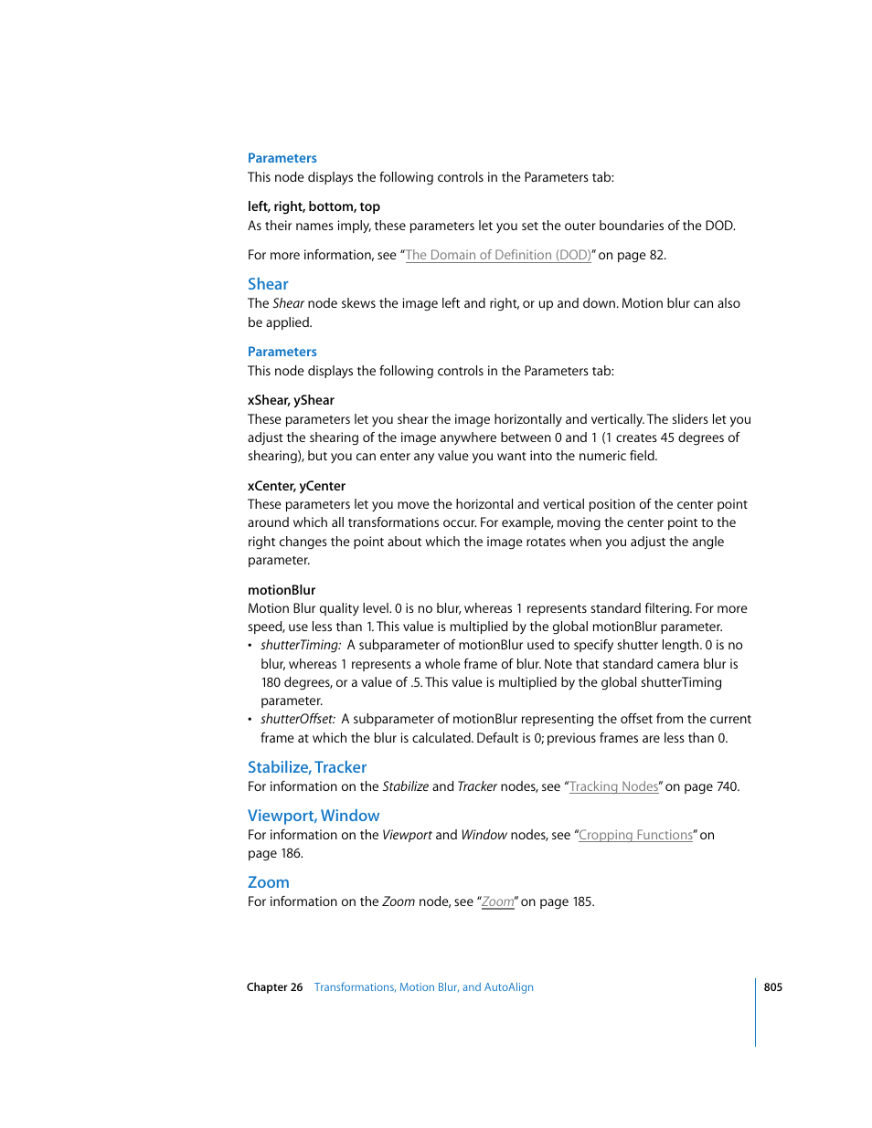 Shear, Stabilize, tracker, Viewport, window | Zoom | Apple Shake 4 User Manual | Page 805 / 1054