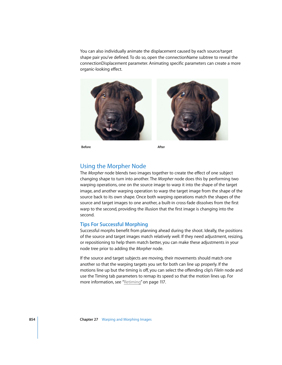 Using the morpher node, Tips for successful morphing | Apple Shake 4 User Manual | Page 854 / 1054