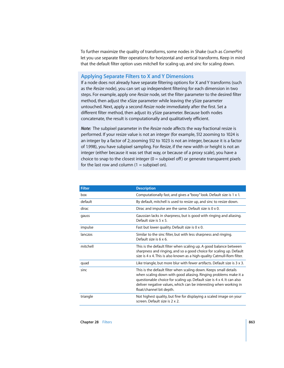 Applying separate filters to x and y dimensions | Apple Shake 4 User Manual | Page 863 / 1054