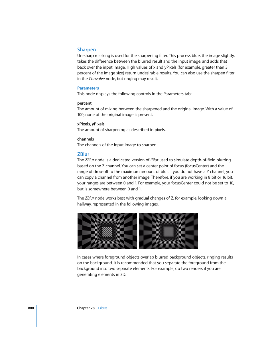 Sharpen, Zblur | Apple Shake 4 User Manual | Page 888 / 1054