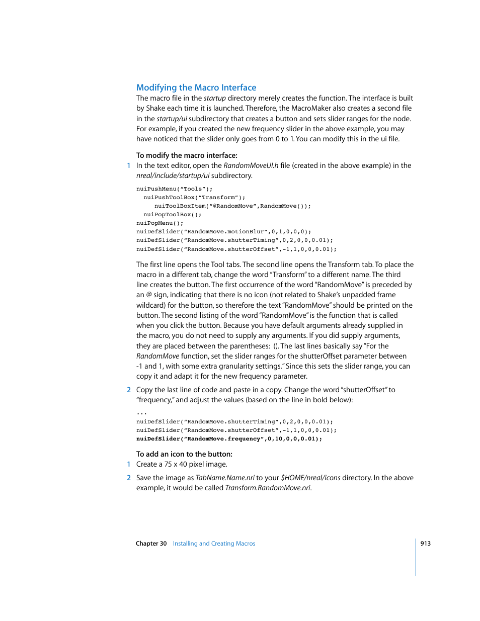 Modifying the macro interface | Apple Shake 4 User Manual | Page 913 / 1054