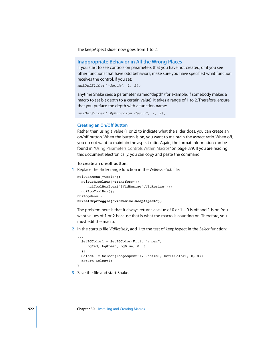 Inappropriate behavior in all the wrong places | Apple Shake 4 User Manual | Page 922 / 1054