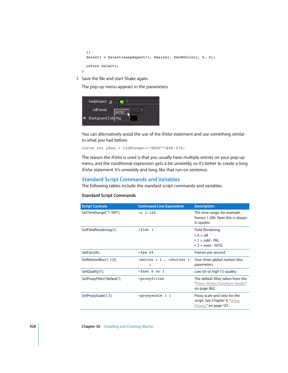 Standard script commands and variables | Apple Shake 4 User Manual | Page 928 / 1054