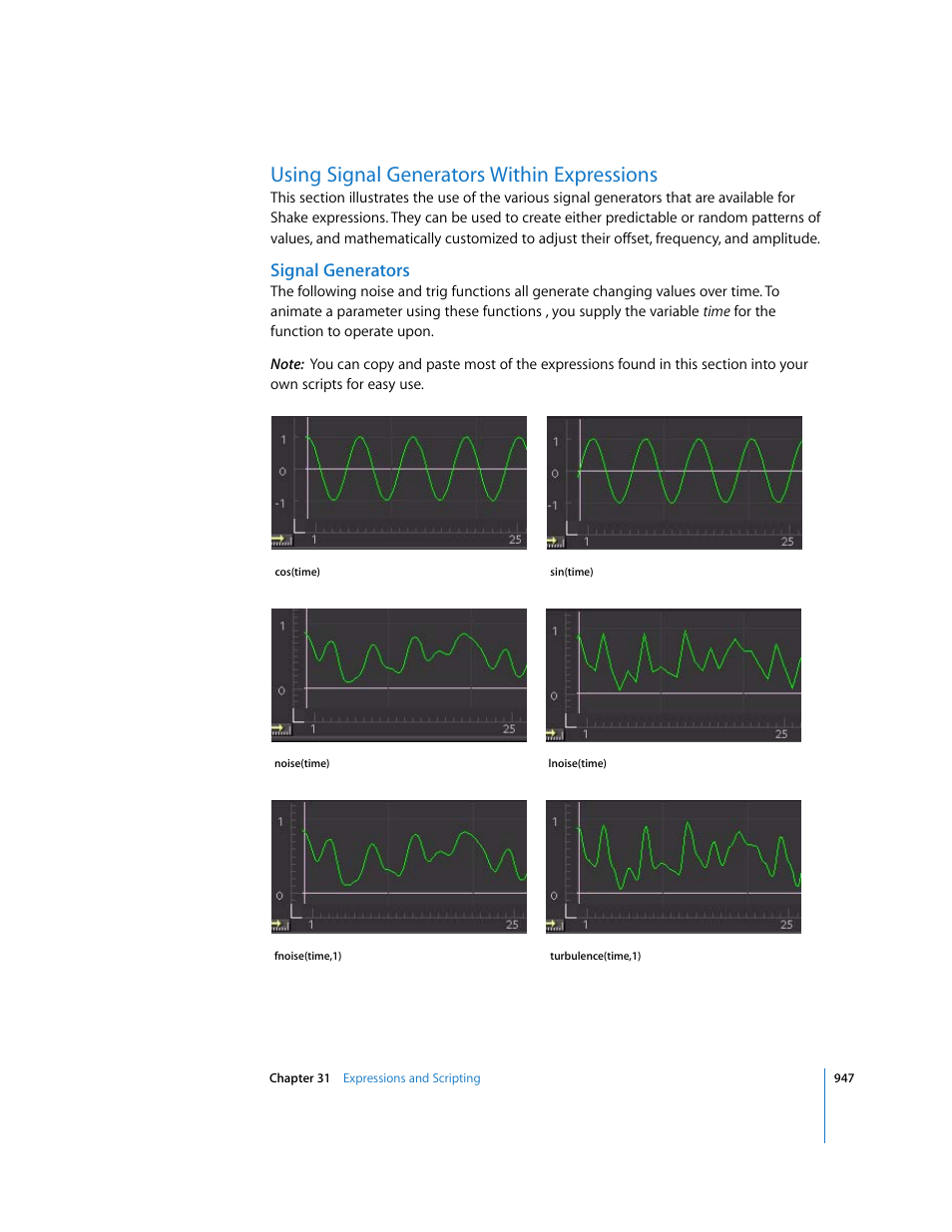 Using signal generators within expressions, Signal generators | Apple Shake 4 User Manual | Page 947 / 1054