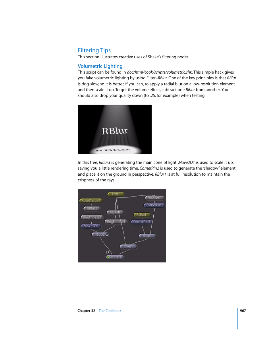 Filtering tips, Volumetric lighting | Apple Shake 4 User Manual | Page 967 / 1054